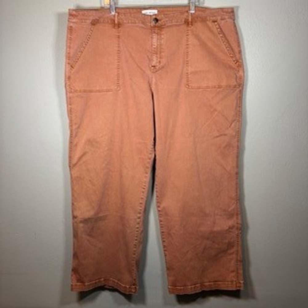 Lane Bryant Women Terracotta Orange‎ Wide Leg Utility Patch Pocket Pants Size 28